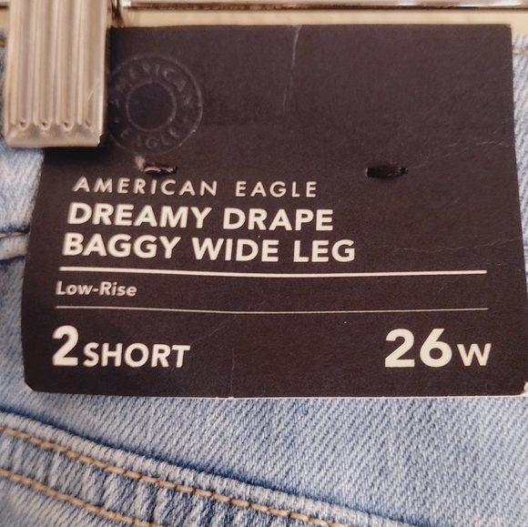 American Eagle Outfitters Low Rise Dreamy Drape Baggy Wide Leg Denim Jeans - Picture 7 of 7